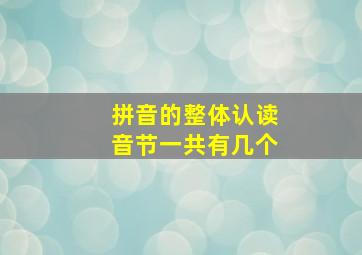 拼音的整体认读音节一共有几个