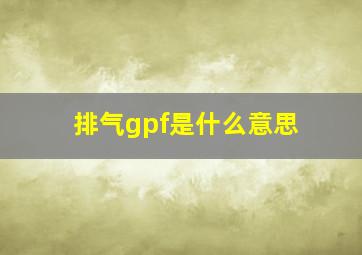 排气gpf是什么意思