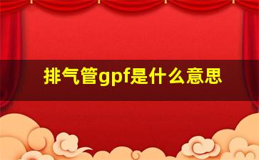 排气管gpf是什么意思