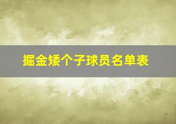 掘金矮个子球员名单表