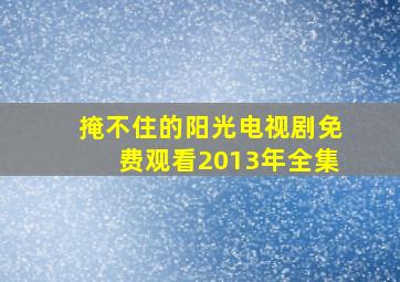 掩不住的阳光电视剧免费观看2013年全集