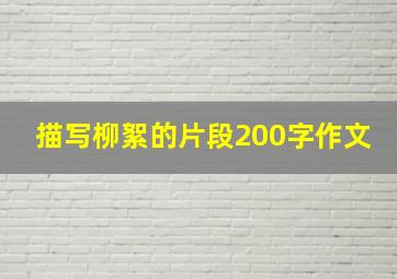 描写柳絮的片段200字作文