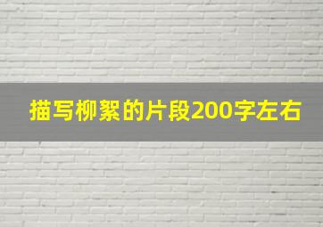 描写柳絮的片段200字左右