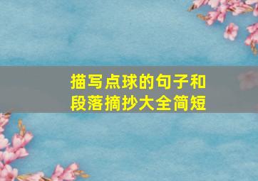 描写点球的句子和段落摘抄大全简短