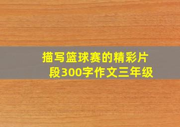 描写篮球赛的精彩片段300字作文三年级