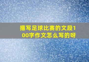 描写足球比赛的文段100字作文怎么写的呀