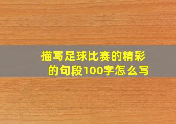 描写足球比赛的精彩的句段100字怎么写