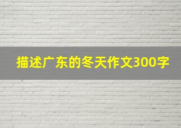 描述广东的冬天作文300字