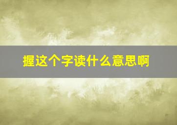 握这个字读什么意思啊