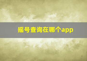 摇号查询在哪个app