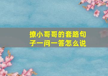 撩小哥哥的套路句子一问一答怎么说