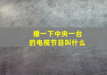 播一下中央一台的电视节目叫什么