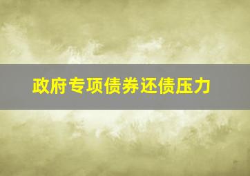 政府专项债券还债压力