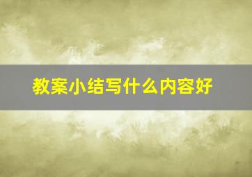 教案小结写什么内容好