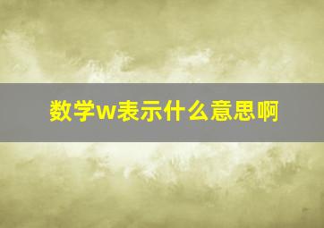 数学w表示什么意思啊