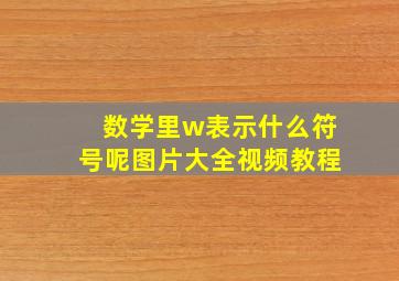 数学里w表示什么符号呢图片大全视频教程