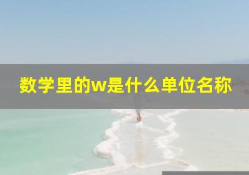 数学里的w是什么单位名称