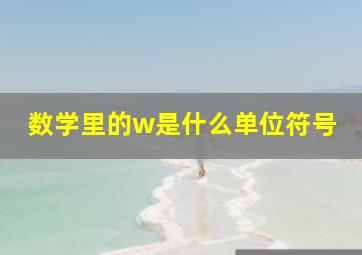 数学里的w是什么单位符号