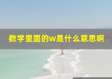 数学里面的w是什么意思啊