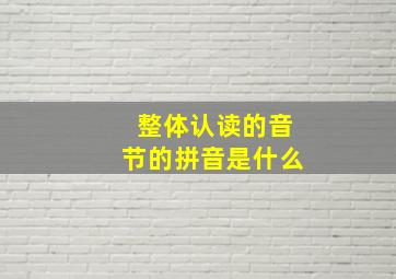 整体认读的音节的拼音是什么