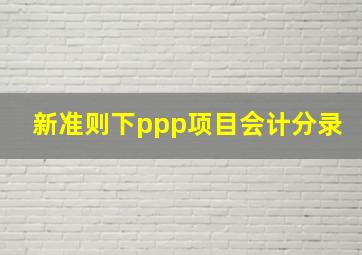 新准则下ppp项目会计分录