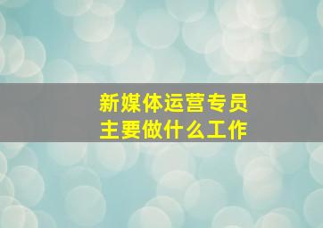 新媒体运营专员主要做什么工作