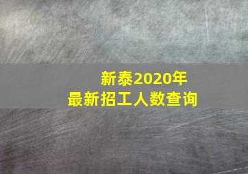 新泰2020年最新招工人数查询