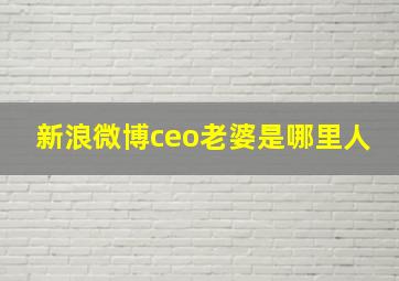 新浪微博ceo老婆是哪里人