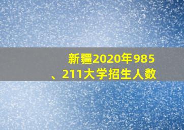 新疆2020年985、211大学招生人数