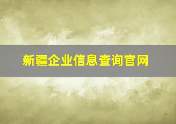 新疆企业信息查询官网