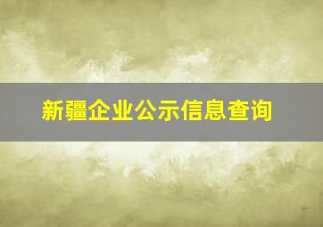 新疆企业公示信息查询