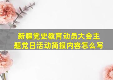 新疆党史教育动员大会主题党日活动简报内容怎么写