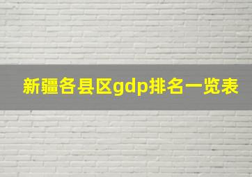 新疆各县区gdp排名一览表