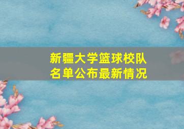 新疆大学篮球校队名单公布最新情况