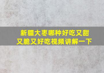 新疆大枣哪种好吃又甜又脆又好吃视频讲解一下