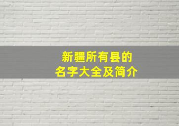 新疆所有县的名字大全及简介