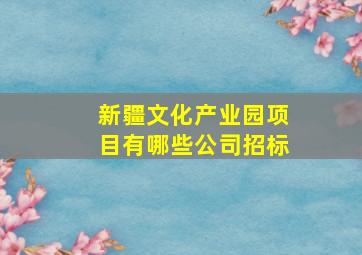 新疆文化产业园项目有哪些公司招标