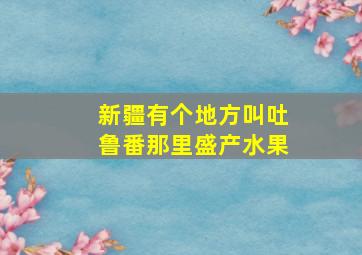 新疆有个地方叫吐鲁番那里盛产水果