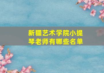 新疆艺术学院小提琴老师有哪些名单