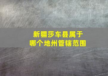 新疆莎车县属于哪个地州管辖范围