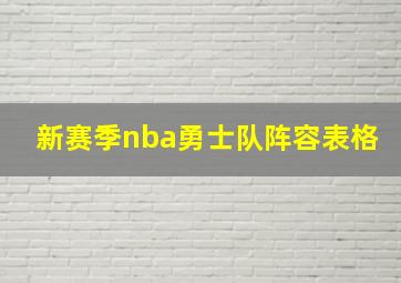 新赛季nba勇士队阵容表格