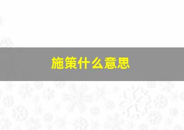 施策什么意思