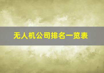 无人机公司排名一览表