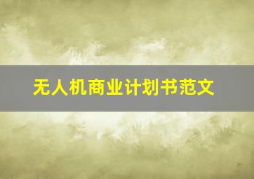 无人机商业计划书范文