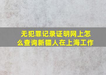 无犯罪记录证明网上怎么查询新疆人在上海工作