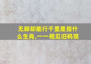 无脚却能行千里是指什么生肖,一一相见旧码现