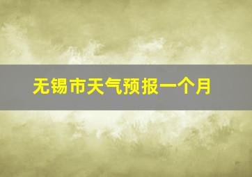 无锡市天气预报一个月