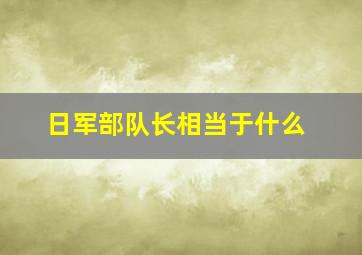 日军部队长相当于什么