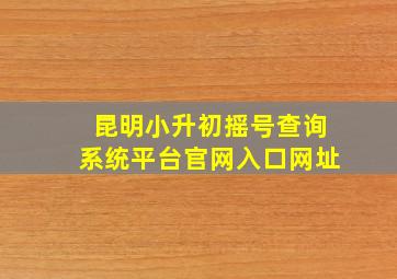 昆明小升初摇号查询系统平台官网入口网址