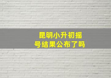 昆明小升初摇号结果公布了吗